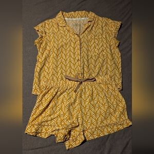 Rachel Zoe Yellow Patterned Pajama Set